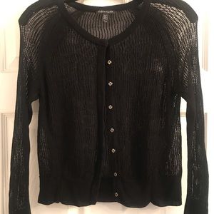 Eileen Fisher Cardigan Sweater Sheer Black M